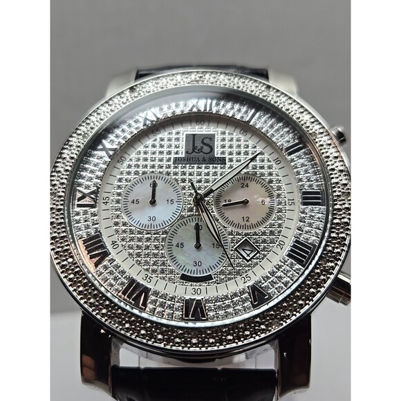 Joshua And Sons JS-28-01 Chronograph Quartz Watch Diamond Bezel Date New Battery - Picture 4 of 13